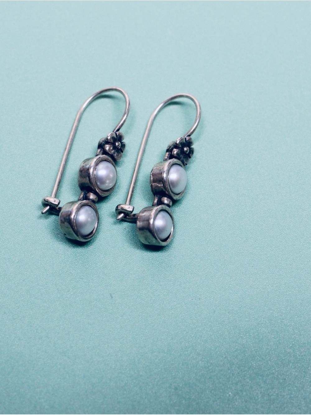 Sterling Silver & Freshwater Pearl Dangle Earrings – Handcrafted .925